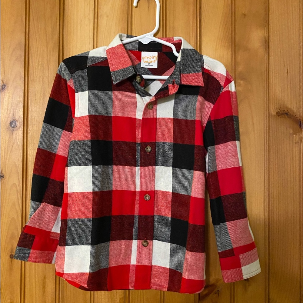 Flannel button up, 3T, jumping beans.